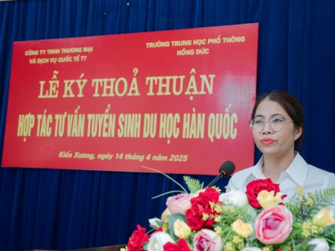 CTY DU HỌC HÀN QUỐC T&T tiếp tục ký kết bản hợp tác tuyển sinh DU HỌC HÀN QUỐC cùng trường THPT Hồng Đức